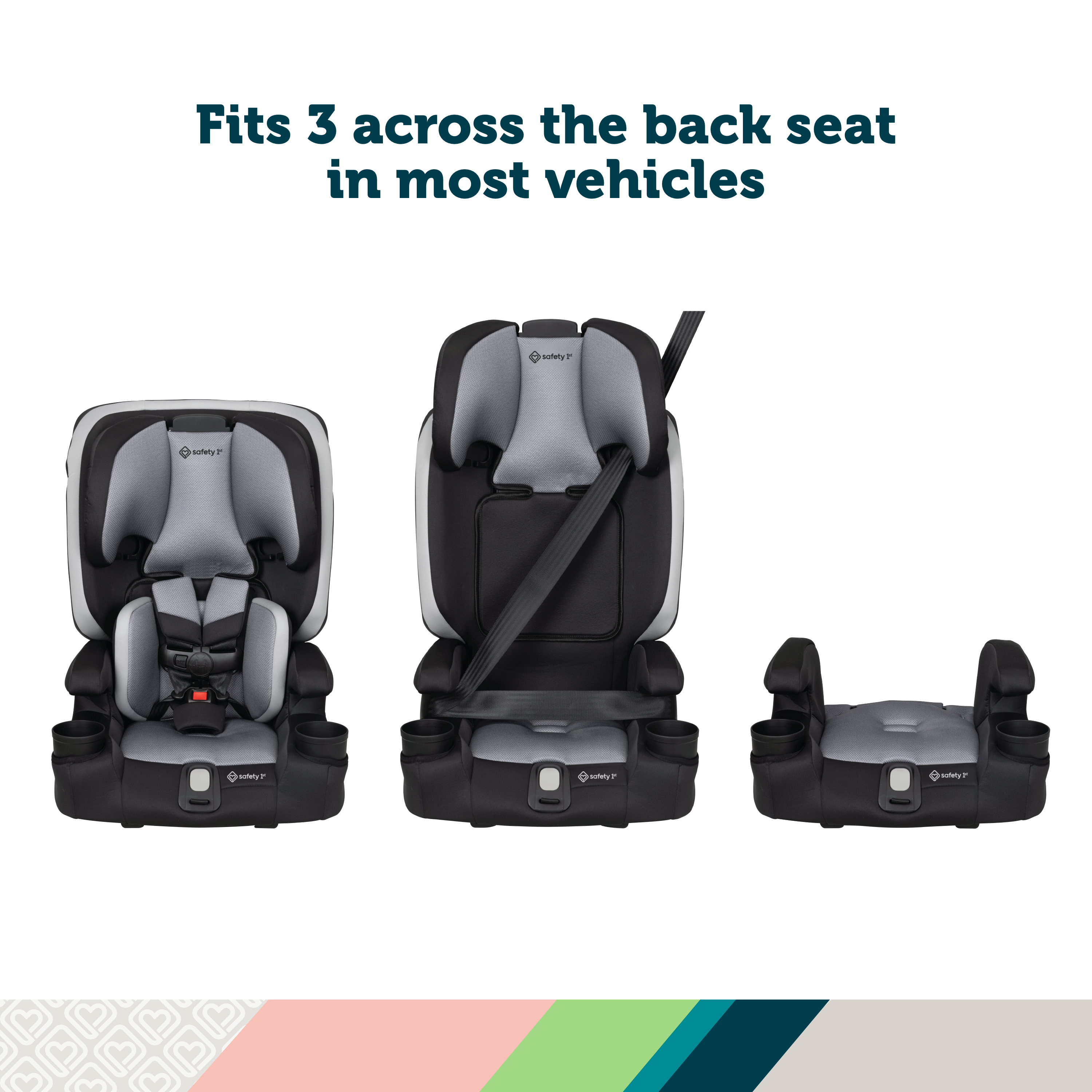 Boost-and-Go™ 3-in-1 Harness Booster Car Seat - fits 3 across the back seat in most vehicles