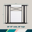 Easy Install Modern Farmhouse Baby Gate (White) - 29"-37" wide, 28" high