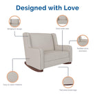 Baby Relax Hadley Upholstered Double Rocker Chair - Designed with Love: wingback design; extra wide seat; padded arms and back; felt lined wood legs; easy to clean material