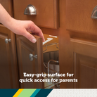 Spring-Loaded Cabinet & Drawer Latch - easy-grip surface for quick access for parents