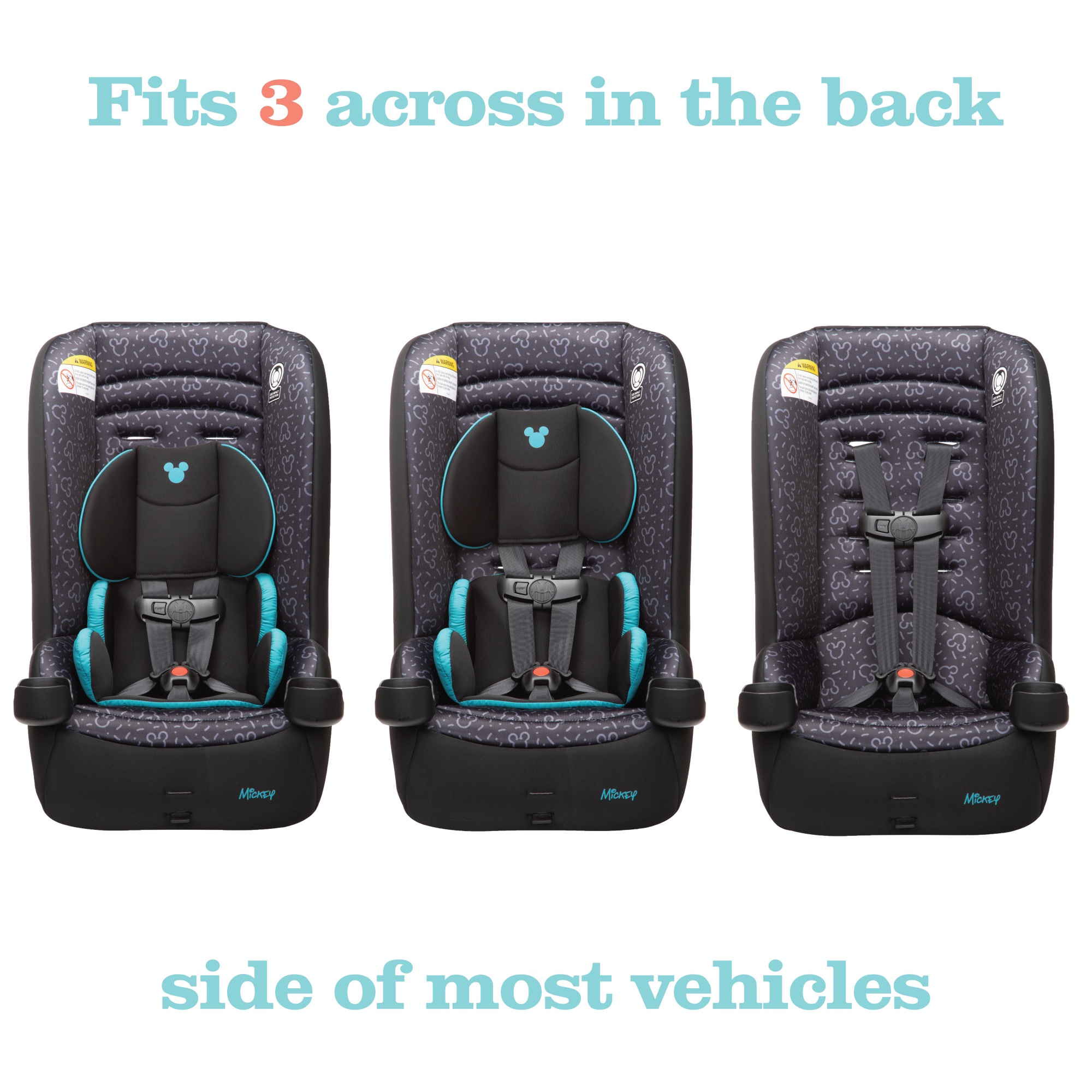 Disney Baby Jive 2-in-1 Convertible Car Seat - fits 3 across in the back side of most vehicles