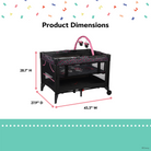 Disney Baby 3D Ultra Play Yard - product dimensions 28.1" H, 27.9" D, 43.3" W