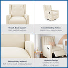 Baby Relax Mikayla 4-in-1 Nursery Swivel Glider Rocker Recliner - neck & back support, high padded backrest; smooth gliding motion, silently rocks baby to sleep; skin-friendly material, soft-to-the-touch and easy to clean; versatile design, great for the nursery, office or living room