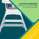 High chair with adjustable footrest on a patterned background